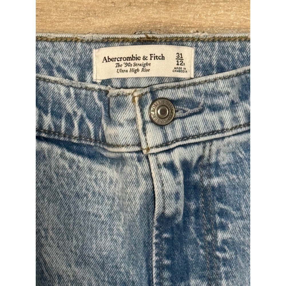 Abercrombie & Fitch Curve Love The 90s Straight Ultra High Rise Jeans 31 12R NEW - Picture 4 of 5